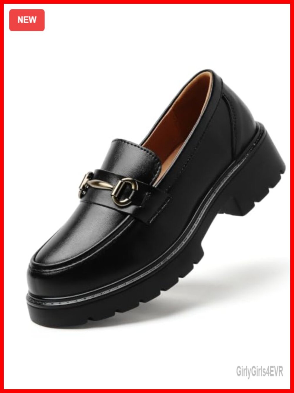 Women's Chunky Platform Loafers Leather Memory Foam Slip-On Shoes